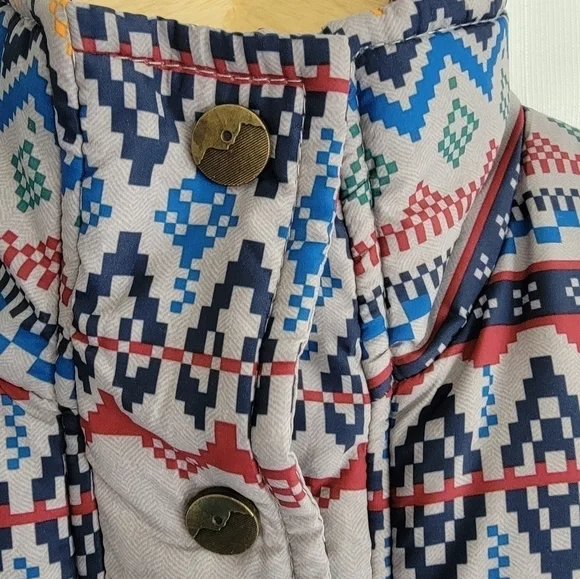 Kavu XS Insulated Vest Chevron/Aztec Button Up "Old School" Print NEW - Picture 3 of 9
